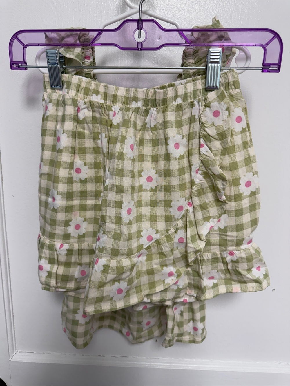 jumping beans Green Gingham Daisy Girls Matching Set
